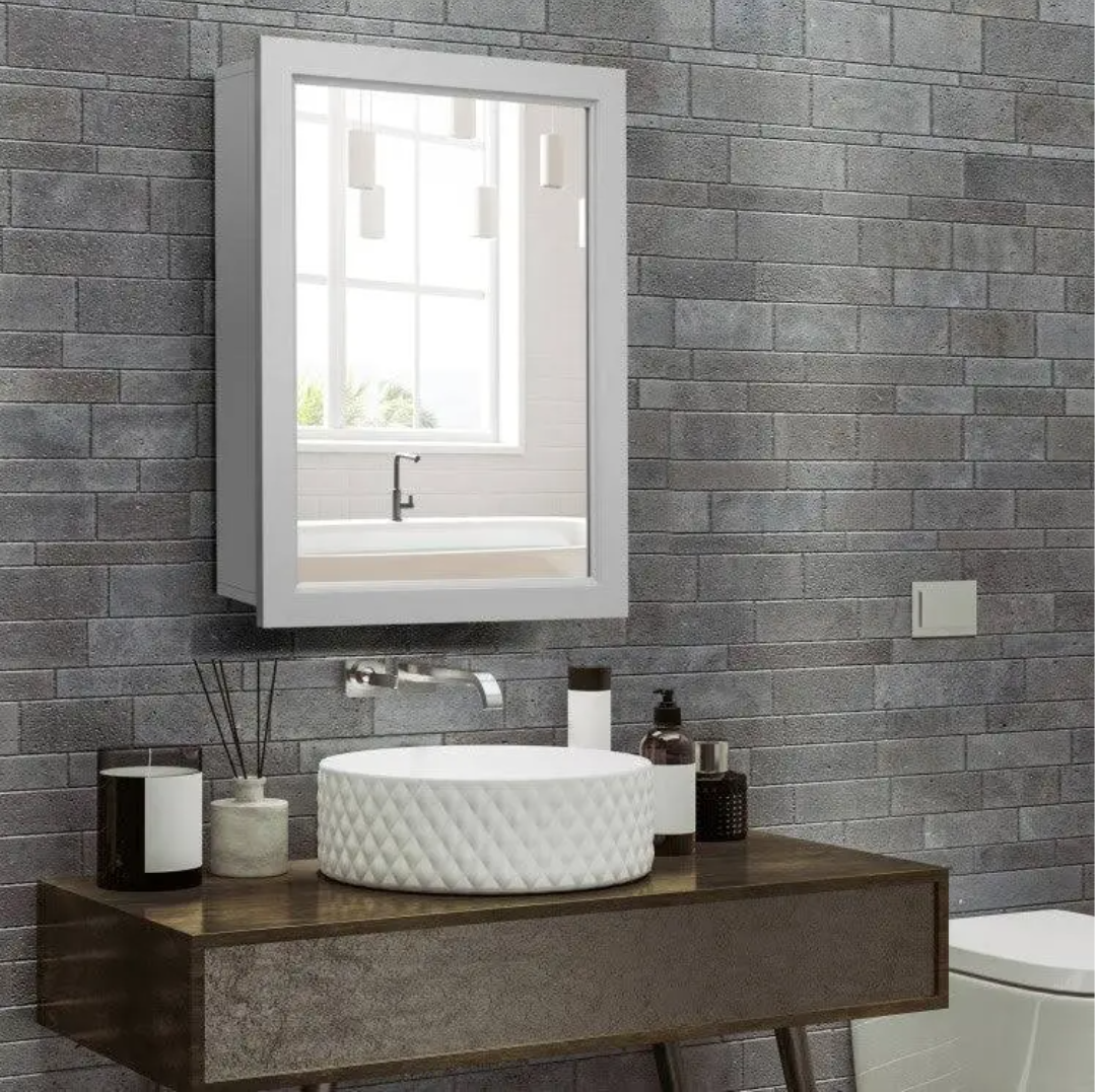 Bathroom Mirror Cabinet Wall Mounted Adjustable Shelf Medicine Storage