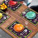 Mardi Gras Placemats Set of 4 18x12 Inch Carnival Fleur De Lis and Masks Linen Place Mat Heat-Resistant Washable Wipeable Table Mat for Party Kitchen Dining Home Decor