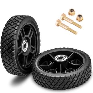 (2-pack) 8-Inch Lawn Mower Wheels Fits Most Standard push Lawn Mowers With Inner And Outer Bearings - Includes Bolts, Nuts (Also available in 6~14-inch wheels)