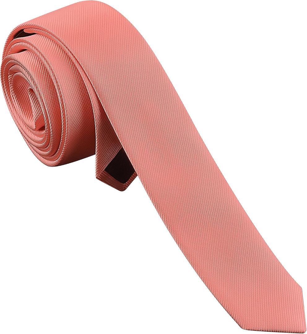 Branduce Men's Skinny Ties Solid Color Formal Neckties 1.58" (4CM) Slim Ties For Men