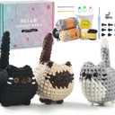 Zepiany Crochet Kit for Beginners, Crochet Cat Beginner Crochet Kit for Adults, Amigurumi Crochet Animals Cat Crafts Crochet Kits, Easy Knitting Kit Galentines Day Gifts
