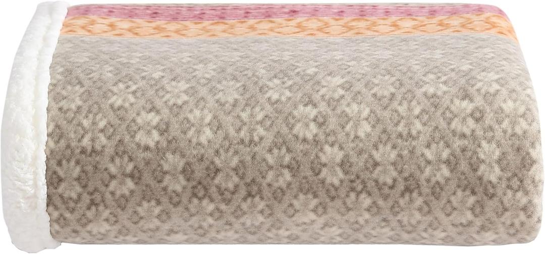 Eddie Bauer - Blanket, Super Soft Reversible Sherpa & Brushed Fleece Bedding, Ideal Throw Blankets for Couch, Plaid Home Design (Nordic Raisin) (Fair Isle Khaki)