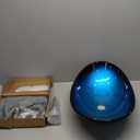 Yanksmart Blue Oval Tempered Glass Hand Painted Sink W/ Waterfall Spout 