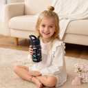 14 Oz Kids Water Bottle, Stainless Steel Water Bottle with Straws, Leak-Proof, BPA-Free, Insulated Water Bottles for School Boys & Girls|Black Car