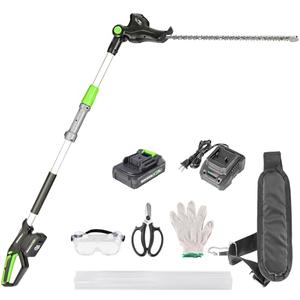 NovorikX Pole Hedge Trimmer Cordless 20V with Battery Powered 20-Inch Electric Hedge Trimmers 10-FT Reach with Extension Pole Multiple Angles for Shrubs Pruning Bush Trimmer