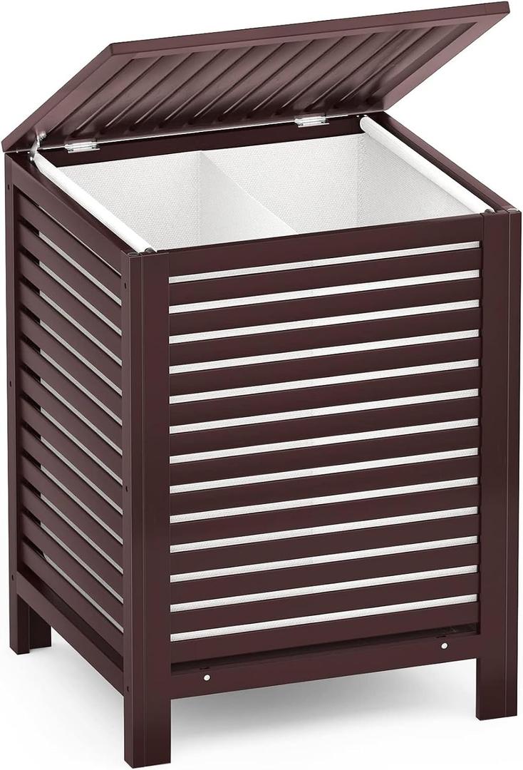120L Bamboo Laundry Hamper with Lid and Removable Bag, Espresso, 1 Pack