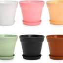 Frcctre 30 Pack 4 Inch Plastic Planter Pots, Small Flower Pots Seedlings Nursery Pots with Drainage Hole and Saucers for Indoor Outdoor Plants Flowers Herbs Succulents, 6 Colors