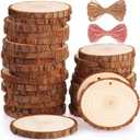 Fuyit Natural Wood Slices 30 Pcs 2.8-3.1 Inches Craft Wood Kit Unfinished Predrilled with Hole Wooden Circles Tree Slices for Arts and Crafts Christmas Ornaments DIY Crafts