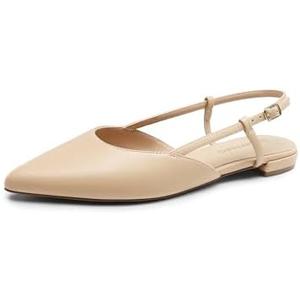 DREAM PAIRS Slingback Flats for Women, Pointed-Toe Elegant Women's Ballet Flats with Buckle Strap, Classic Low Heel Dress Shoes for Casual Work Office Party 11 (Nude-pu)