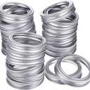 Patelai 24 Pieces Regular Mouth Canning Jar Replacement Metal Rings Practical Screw Jar Bands Leak Proof Tinplate Metal Bands Rings, Compatible with Mason (Silver)