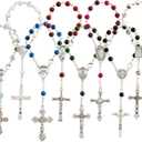 Juvale 24 Pack Small Catholic Rosary Bracelet for Women and Men - Prayer Beads for Baptism Christening, Prayer Room, Altar, Bulk Pack (8 Colors & Crucifix Designs) - Rosary Beads Bracelet