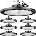 THELUX 6Pack Super Bright 200W LED High Bay Light with 30000lm 5000K,100V-277V,5000K with US Plug, 5Cable High Bay Led Shop Lights for Warehouse Workshop Factory Gym Garage with FCC certificated