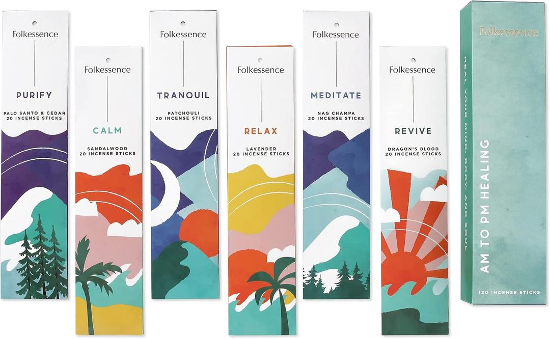 Folkulture Incense Sticks (120 Sticks) | Set of 6 Premium Incense For Calm, Aromatherapy, Daily Use| No Charcoal,Organic, Non Toxic, 45 Mins, Long Burning Lavender, Patchouli,Sandalwood Insence-Sticks
