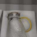 Baffect Water Pitcher, High Borosilicate Glass Jug with Stainless Steel Lid, Leakproof Fridge Door Carafe for Hot or Cold Beverage Vertical Pattern (1.8 L/63 oz.)