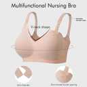Double Couple Comfort Nursing Bras for Breastfeeding Sleeping Maternity Bra Seamless V Neck Wireless Bra with Extenders (Small, Nude)