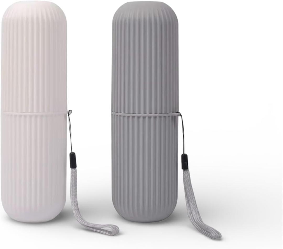 Jula Travel Toothbrush Holder (2-Pack)  Hygienic Leak-Resistant Case with Rinse Cup  Portable Toothbrush Cover for Travel, Gym & School
