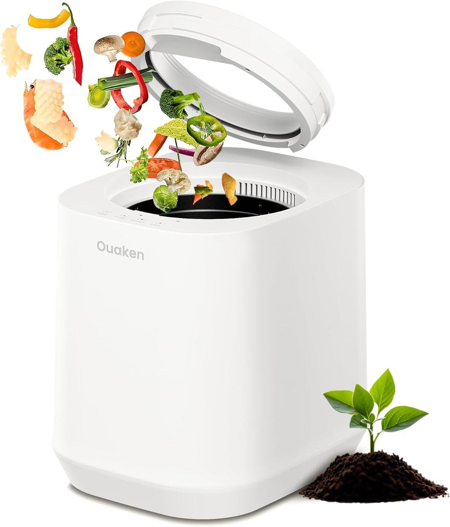 Electric Composter for Kitchen, 4L Smart Countertop Compost Bin, Odorless, Low Noise, Auto-Cleaning, Turn Food Waste into Fertilizer Within 3 Hrs, Indoor Food Waste Compost Machine, Gifts
