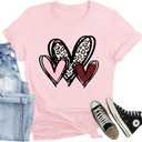 Valentines Day Shirt for Women Love Heart Printed T-Shirts Casual Summer Tee Tops (M)