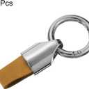 2 x HARFINGTON Car Key Chain Ring Clip Small Leather Keychain Key Fob Key Fob Accessory with Keyrings for Home Car Keys (Silver Tone Brown)