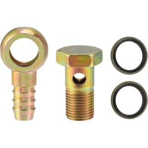 X AUTOHAUX 1 Set Banjo Bolt M16x1.5 Banjo Bolt Hose Barb Fittings Brake Line Fitting Adapter with Copper Washers for Motorcycle Car Iron Bronze Tone