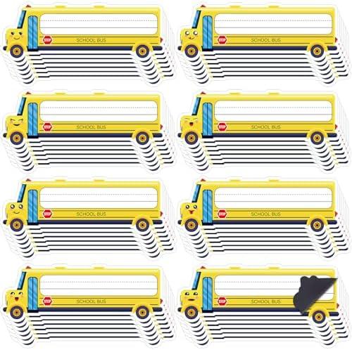 Resurhang 48 Pcs School Bus Dry Erase Magnetic Labels Student Name Tags Magnetic Locker Name Plates Stickers for Classroom Desks School Whiteboards
