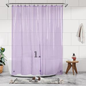 Shower Curtain Liner - Premium Clear Lavender PEVA Shower Liner with 3 Magnets and Metal Grommets, Waterproof Lightweight Standard Size Bathroom Curtains - Translucent Lavender (72"W x 72"L (Pack of 1))