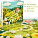 3 x Bgraamiens -Felted Farm Land-1000 Pieces Farm Land Puzzle for Adults,Whimsical Embroidery Art Design, Flowers Art Puzzle