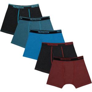 Fruit of the Loom boys And Toddler Boxer Briefs, Tag Free & Breathable Underwear, Assorted Color Multipacks (Medium, 5 Pack - Modal Blue/Red/Grey)