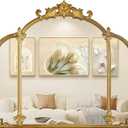 24"x22" Gold Arch Wall Mirror, Vintage Ornate Baroque Mirror with Metal Frame, Decorative Vanity Mirror for Dresser, Bedroom, Bathroom, Fireplace, Entryway, Hallway