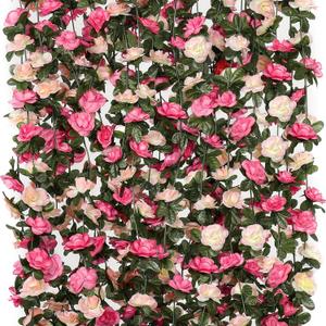 KHOYIME 9 Pack 72 FT Artificial Flower Garland, Fake Pink Roses Vines Silk Flowers Faux Plastic Outdoor Hanging Floral Ivy Garland Decorations for Wedding Arch Bedroom Home Wall Backdrop Room Decor