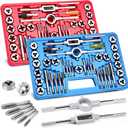 80pcs Tap and Die Set, Metric and Standard Threading Tool Kit for Cutting and Repairing Internal & External Threads, NC/NF/NPT Compatible (80)