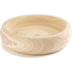Decorative Wood Bowl Hand Carved Centerpiece Paulownia Round Dough Serving Wooden Bowls For Decor Large, Natural(11.4in)
