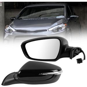 Side Mirror Compatible with Kia Forte 2014 2015 2016 SX/S/EX/LX Door Mirror w/Heated/Turn Signal Light/Manual Folding/Power glass KI1320182(Left Driver/6pins)
