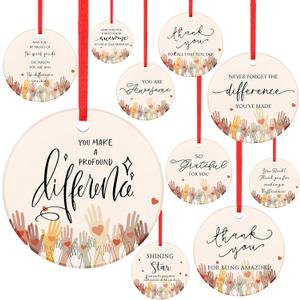 Nuogo 40 Pcs Volunteer Appreciation Gifts Thank You Gifts for Social Worker 10 Styles Volunteers Ceramic Hanging Ornaments for Teacher Staff Nurses Employees