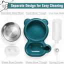4 x Dog Bowls, Cat Food and Water Bowl Set with Water Dispenser and Stainless Steel Bowl for Cats and Small Dogs - Dark Green