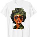 Strong Black Woman, African American, Camouflage, Black Girl T-Shirt, XL