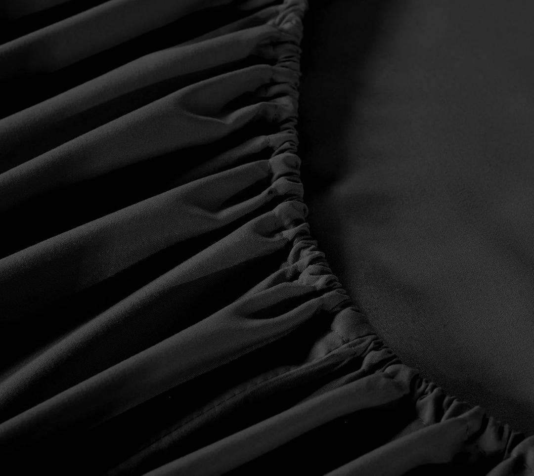 New Fitted Sheet - Super Soft, Solid Lightwight Comfortable Bedding- 16" Deep Pockets Fully Elastic Shrink, Tear & Fade Resistant Easy Care - Long Lasting - Bottom Bed Sheet Only (Black, Full)