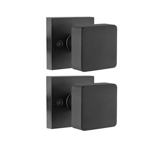 naubea 2 Pack Matte Black Dummy Door Knob Interior, Black Interior Door Knobs for Closet, Square Modern Dummy Interior Door Handle, Heavy Duty Design