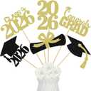 9 x 24Pcs 2026 Graduation Centerpieces Sticks Gold, Class of 2026 Graduation Party Centerpieces Sticks for Tables 2026 Gold 2026 Graduation Table Centerpieces Decorations