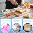 3 Pcs Silicone Snack Containers with Lids, Double Compartment Reusable Snack Containers with Lids and Spoons, Silicone Snack Container Small Mini Food Snack Boxes for Seasoning Salad Sauce