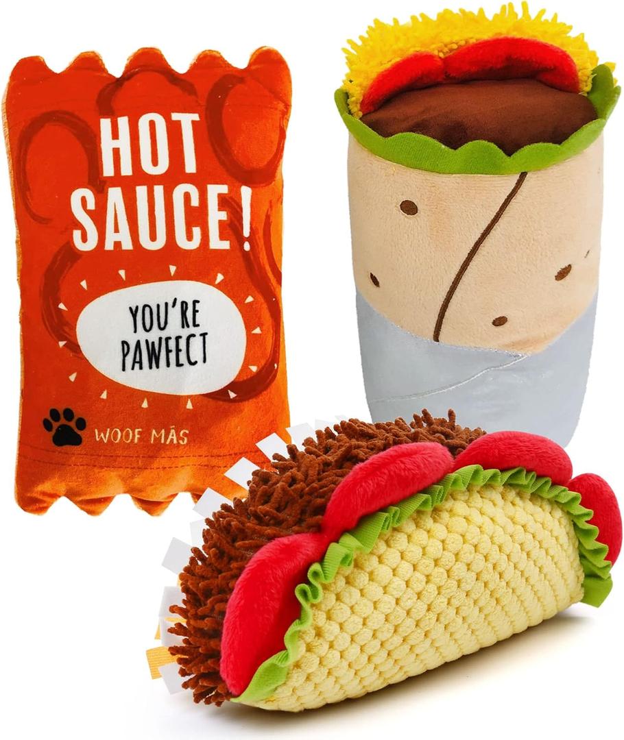 Prime Pets Plush Dog Toys Set, 3 Pack, Crinkle Squeaky Dog Toys, Food Shaped Pet Toy for Small Medium Large Dogs, Stuffed Puppy Chew Toy Prime Pets Plush Dog Toys Set, 3 Pack, Crinkle Squeaky Dog Toys, Food Shaped Pet Toy for Small Medium Large Dogs, Stuffed Puppy Chew Toy