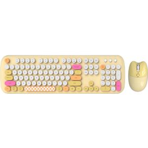 SaharaCase - Wireless Keyboard & Mouse Combo with Silent Click | Colorful 104 Keys Full Keyboard | USB & Type-C Adapter (Yellow)