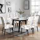 Gibelle Chair Covers Dining Room Set of 6, Stretch Spandex Slipcover for Dining Room & Kitchen Parsons Chairs, Removable Washable Seat Protector Cover (Grey Gold Marble)