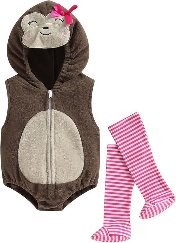 VISGOGO Baby Halloween Costumes Toddler Infant Boy Girl Avocado Pineapple Outfits Hooded Romper Jumpsuit Legging, 