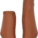 1 Pair Casual Retro Beach Cruiser Bike Handle Long/Short Grips Artificial PU Leather Bike Handlebat Grips for Most MTB BMX Road Bicycle 22.2x135/93mm (Brown)