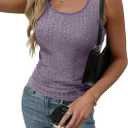Womens Tank Tops Crewneck Sleeveless Summer Sweaters Vest Casual Basic Tees Ribbed Shirts (Purple, S)