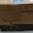 Marsail Armless-Office Desk Chair with Wheels: PU Leather Cross Legged Wide Chair, Comfortable Adjustable Swivel Task Chairs for Home, Office, Make Up, Small Space, Bedroom (Light Beige)