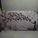 Colorful Graffiti Wall Art Funny Butterfly Paintings Banksy Street Art Mural Pop Art Home Office Wall Decor Framed Canvas Wall Decor for Living Room Ready to Hang - 48x24in (48L" x 24W", Multicolor)