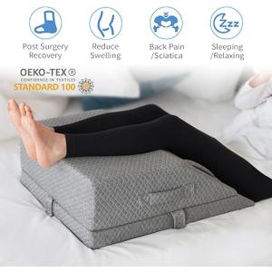 Adjustable Leg Elevation Pillows for Swelling, Cooling Gel Memory Foam Wedge Pillows for After Surgery, Sciatica Back Knee Hip Ankles Pain Relief, Leg Pillows for Sleeping Blood Circulation
