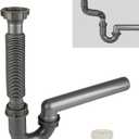 Expandable and Flexible P-Trap, 1-1/2" Sink Drain Pipe Kit, Wall Drain, For Kitchen Sink